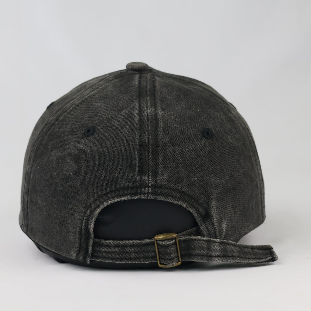 Retro Brooklyn Embroidered Graphic Cap - Acid Wash Charcoal Sport Hat