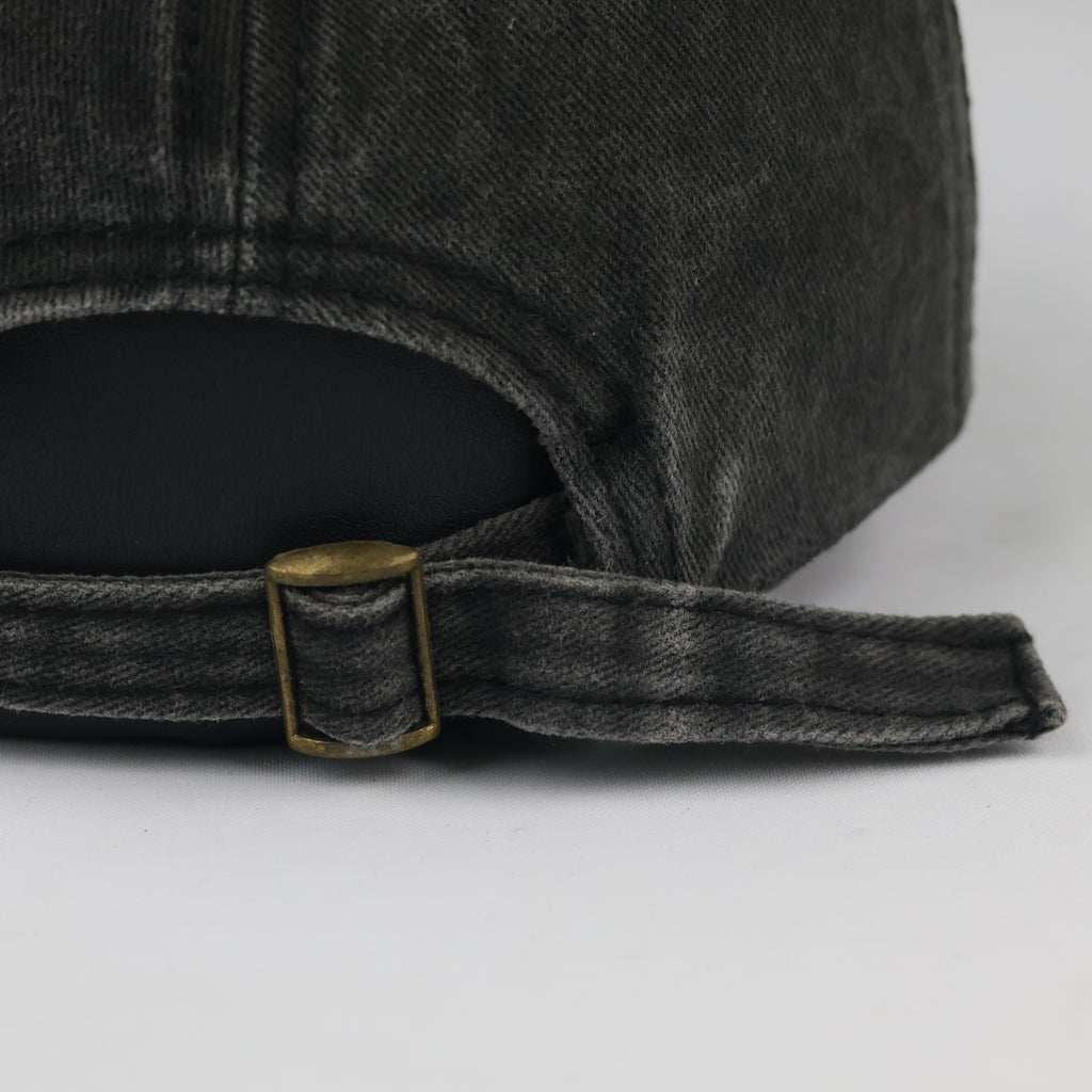 Retro Brooklyn Embroidered Graphic Cap - Acid Wash Charcoal Sport Hat