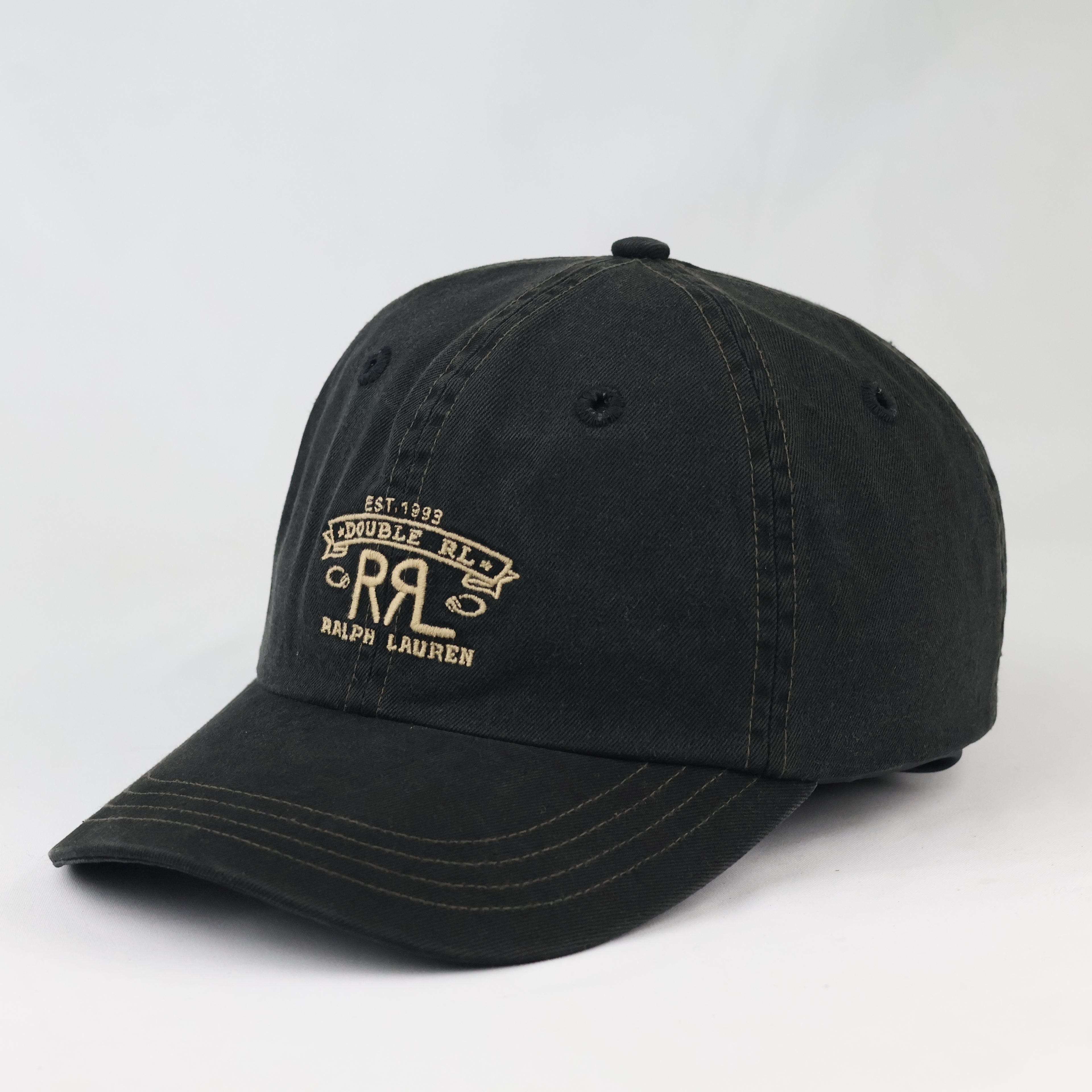 Vintage Double RL Ralph Lauren Baseball Cap - Distressed Black Sportswear Hat