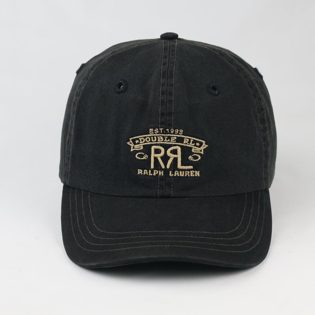 Vintage Double RL Ralph Lauren Baseball Cap - Distressed Black Sportswear Hat