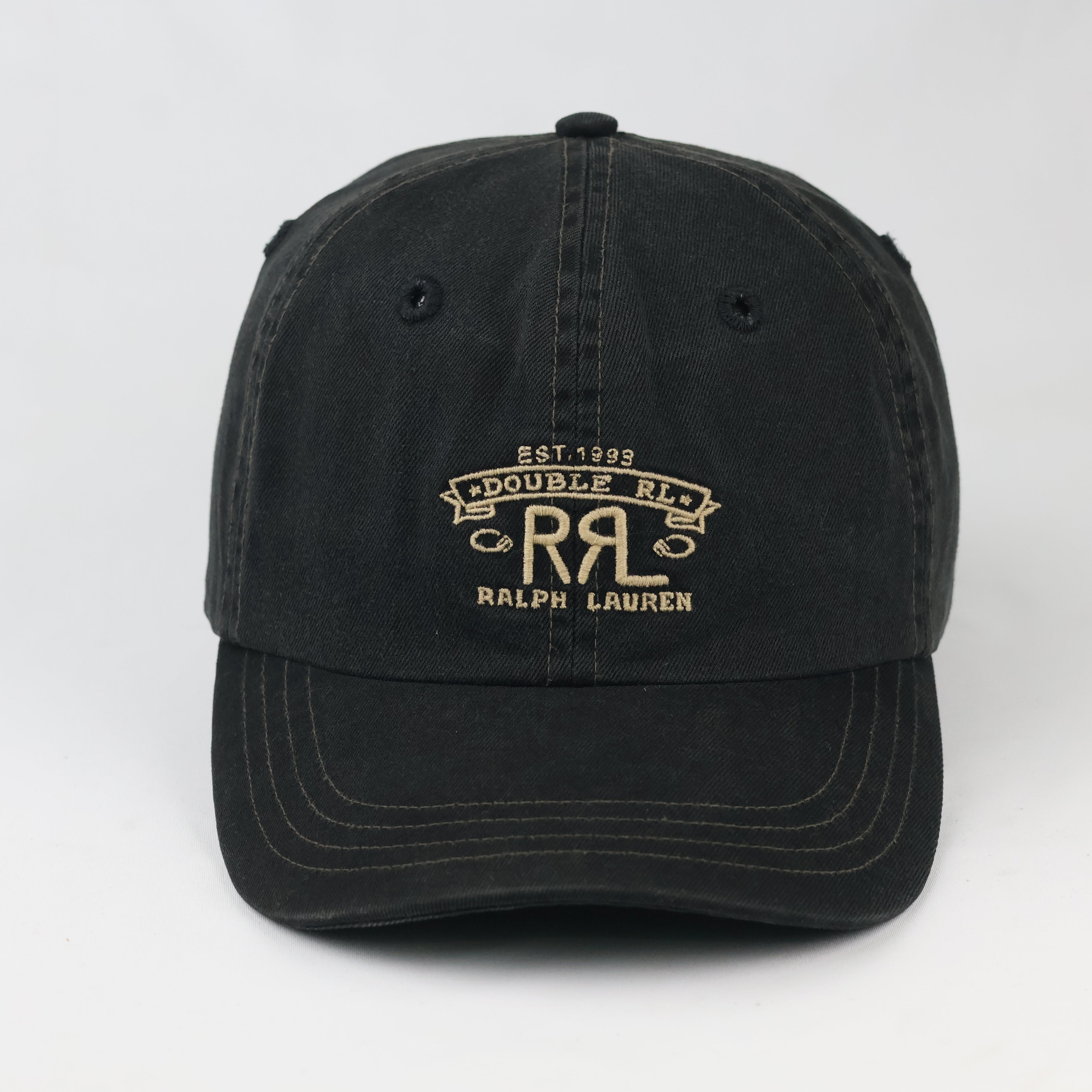 Vintage Double RL Ralph Lauren Baseball Cap - Distressed Black Sportswear Hat