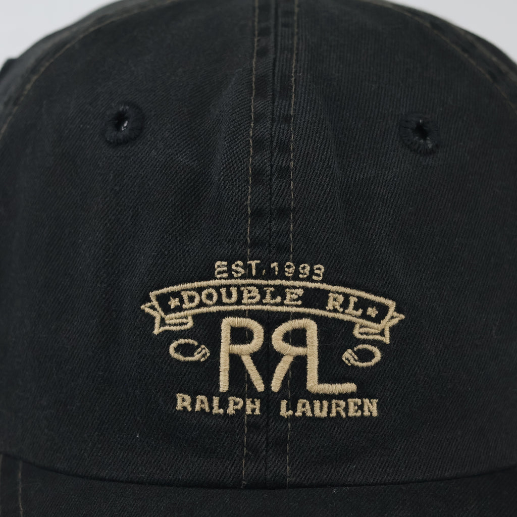 Vintage Double RL Ralph Lauren Baseball Cap - Distressed Black Sportswear Hat