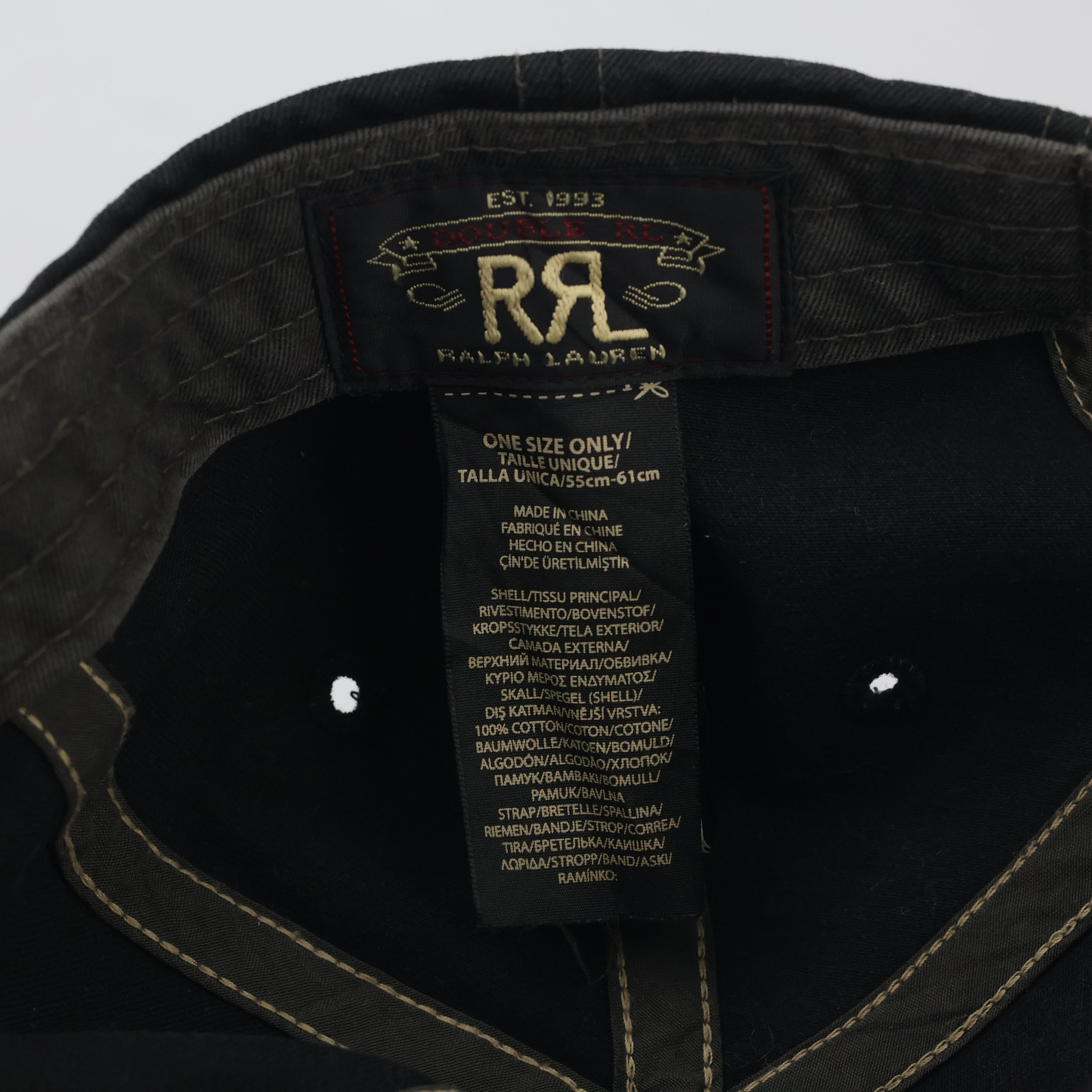 Vintage Double RL Ralph Lauren Baseball Cap - Distressed Black Sportswear Hat