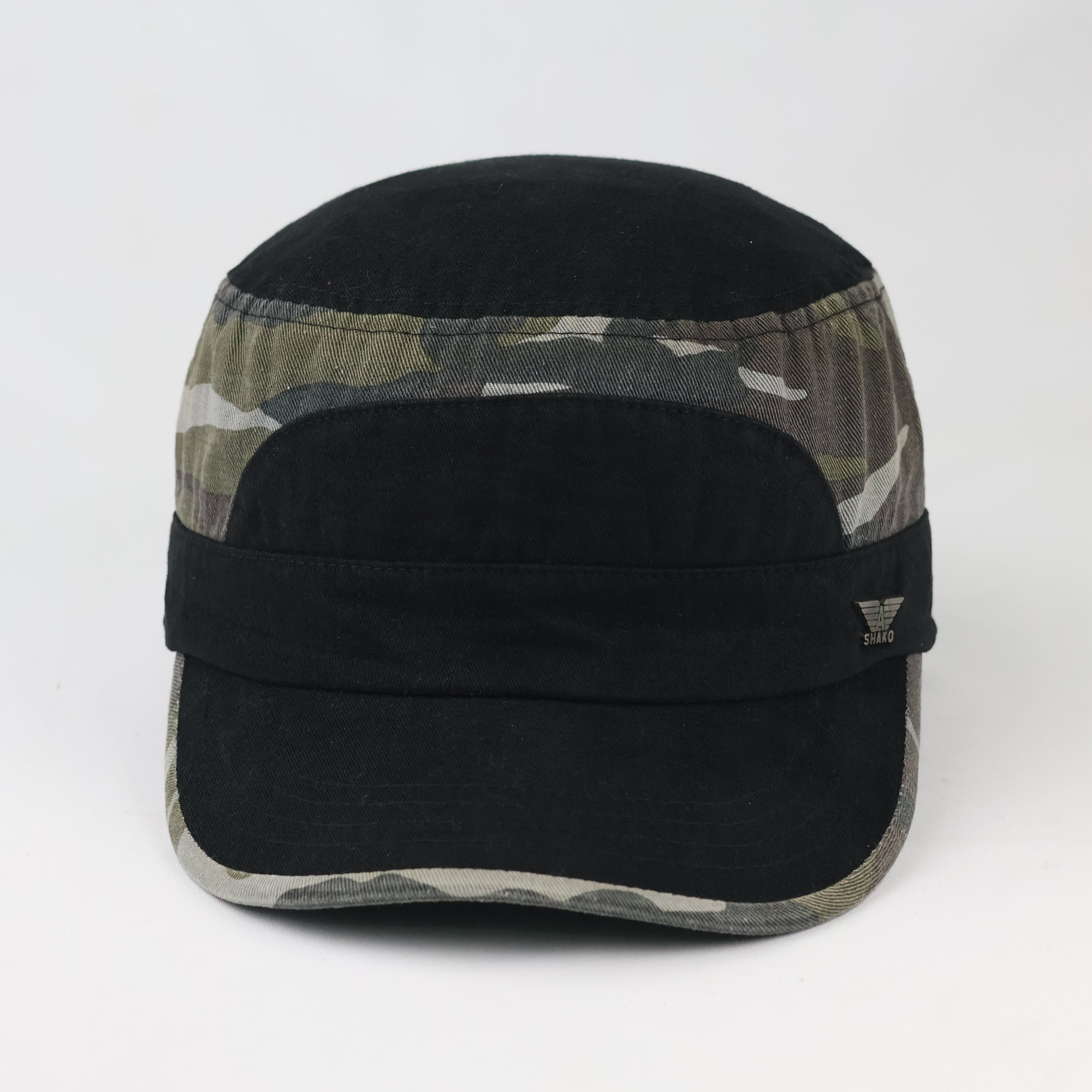 Vintage Shako Camo Army Cadet Cap - Black & Woodland Patrol Hat