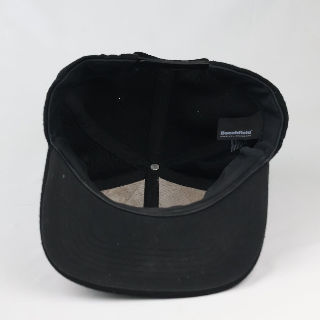 Vintage Style Beechfield Black Snapback - Engraved Leather Painter Cap