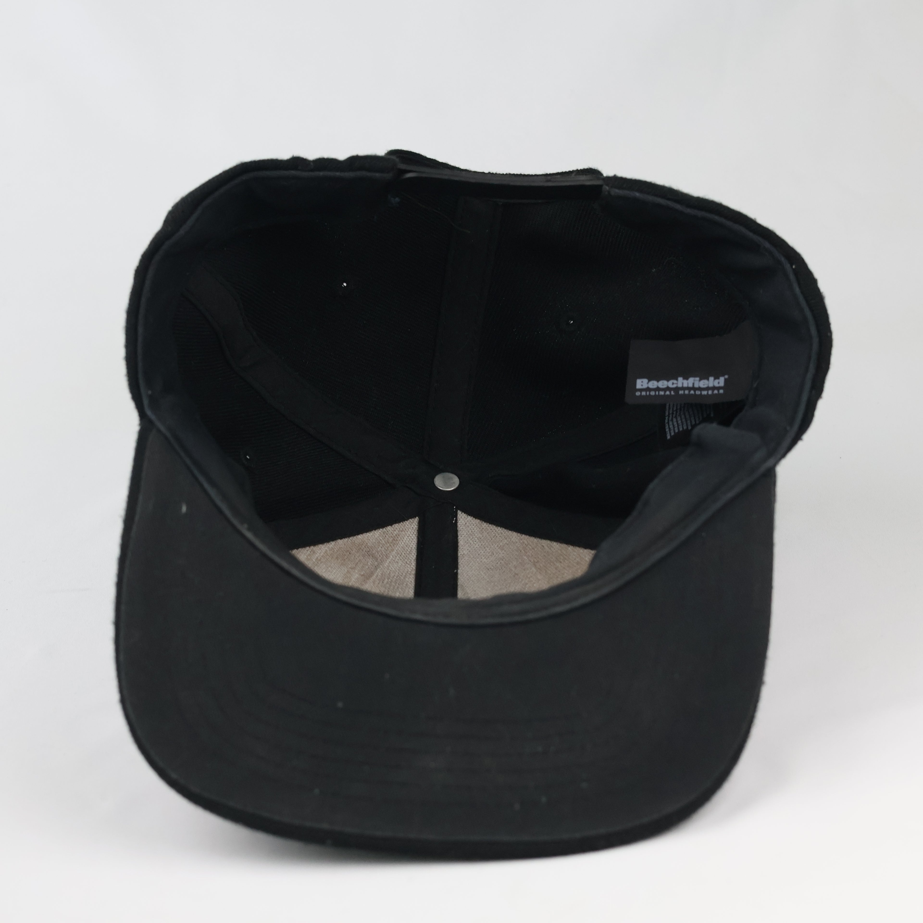Vintage Style Beechfield Black Snapback - Engraved Leather Painter Cap