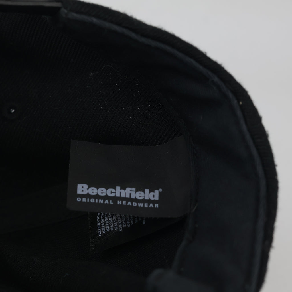 Vintage Style Beechfield Black Snapback - Engraved Leather Painter Cap