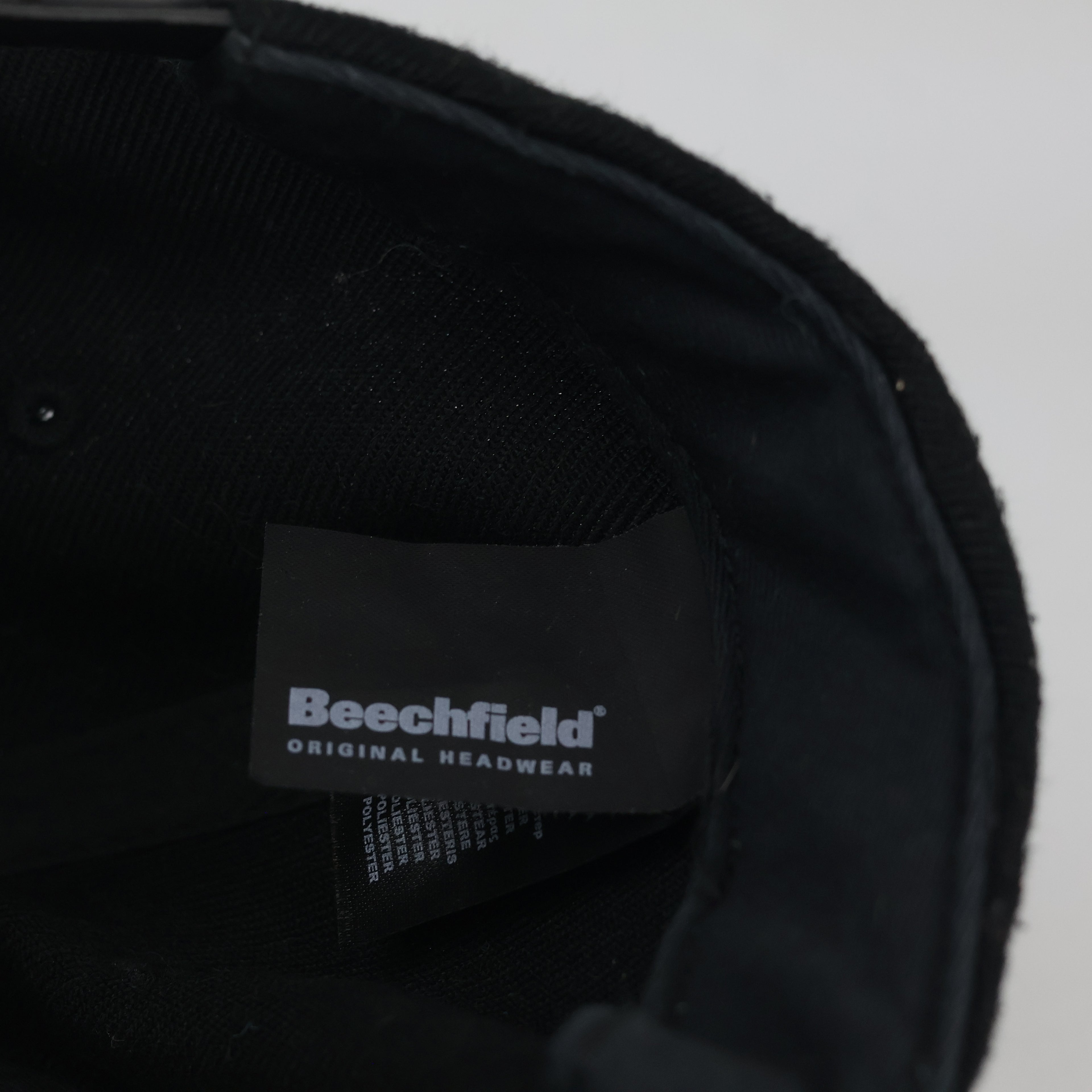 Vintage Style Beechfield Black Snapback - Engraved Leather Painter Cap