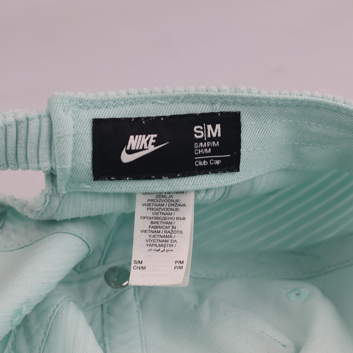 Thrifted Pastel Mint Nike Corduroy Baseball Cap – Unisex Size S/M 56–57 cm | 10625