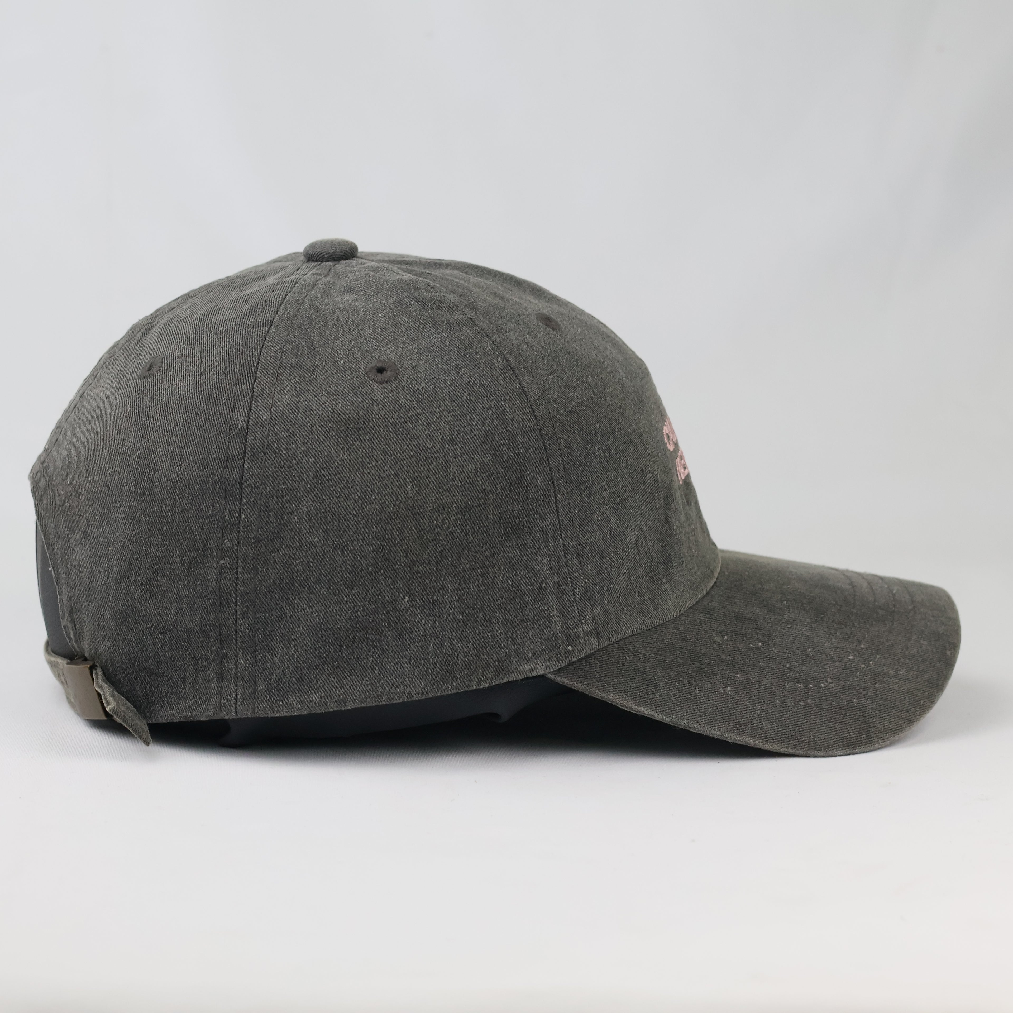 Vintage Style California Republic Baseball Hat - Charcoal Gray Pastel Pink Cap