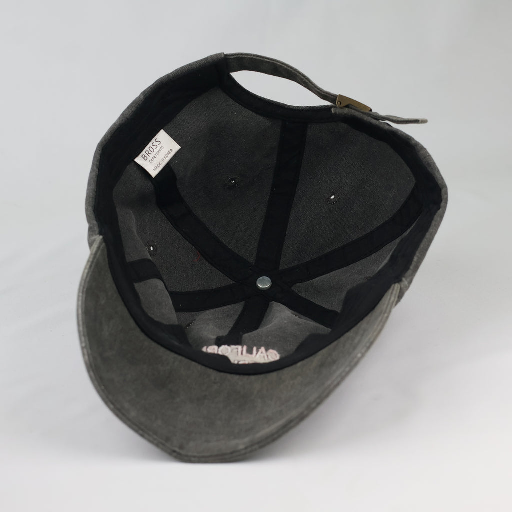 Vintage Style California Republic Baseball Hat - Charcoal Gray Pastel Pink Cap