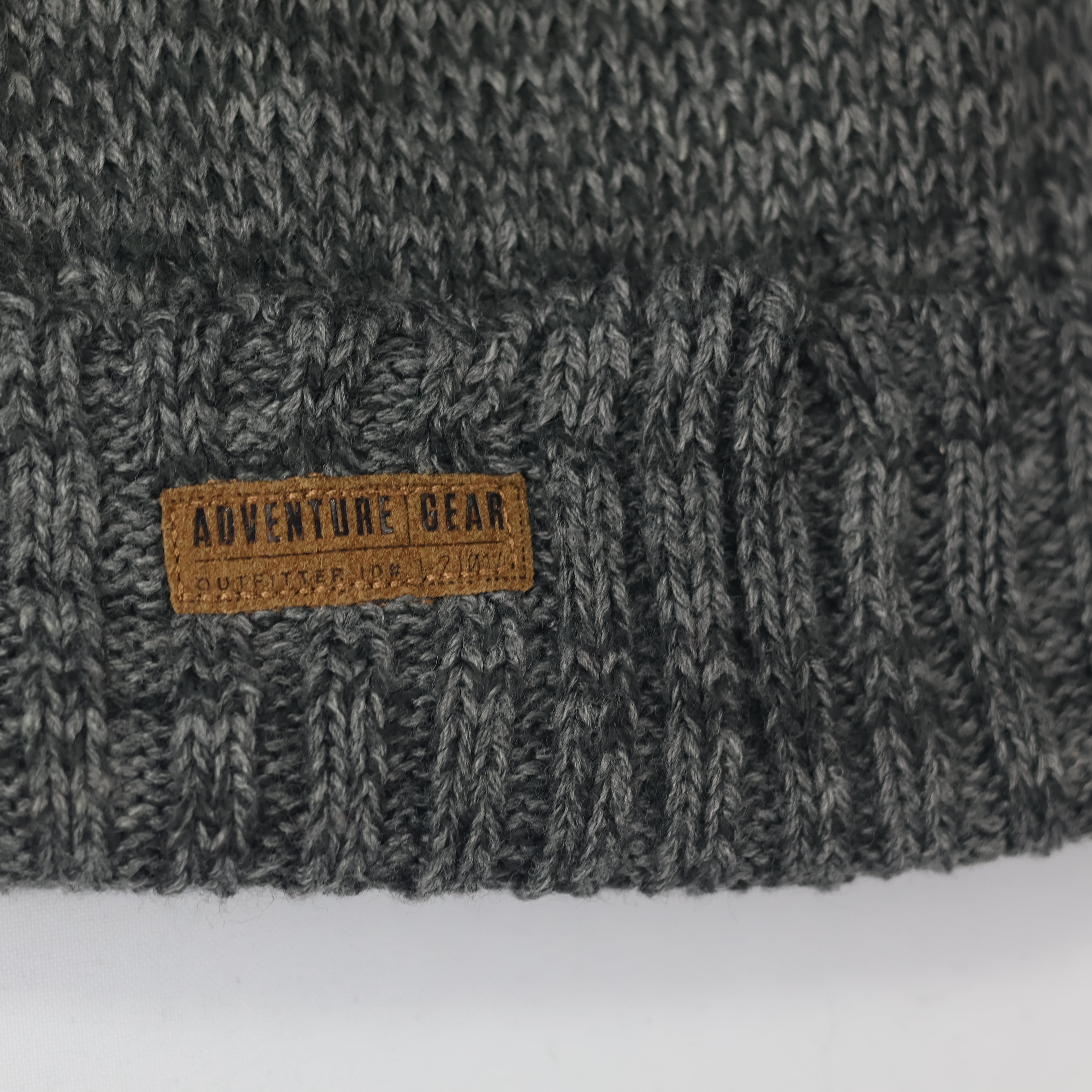 Kids Fleece Lined Winter Beanie | "Adventure Gear" Warm Pom Pom Hat | Grey & Red