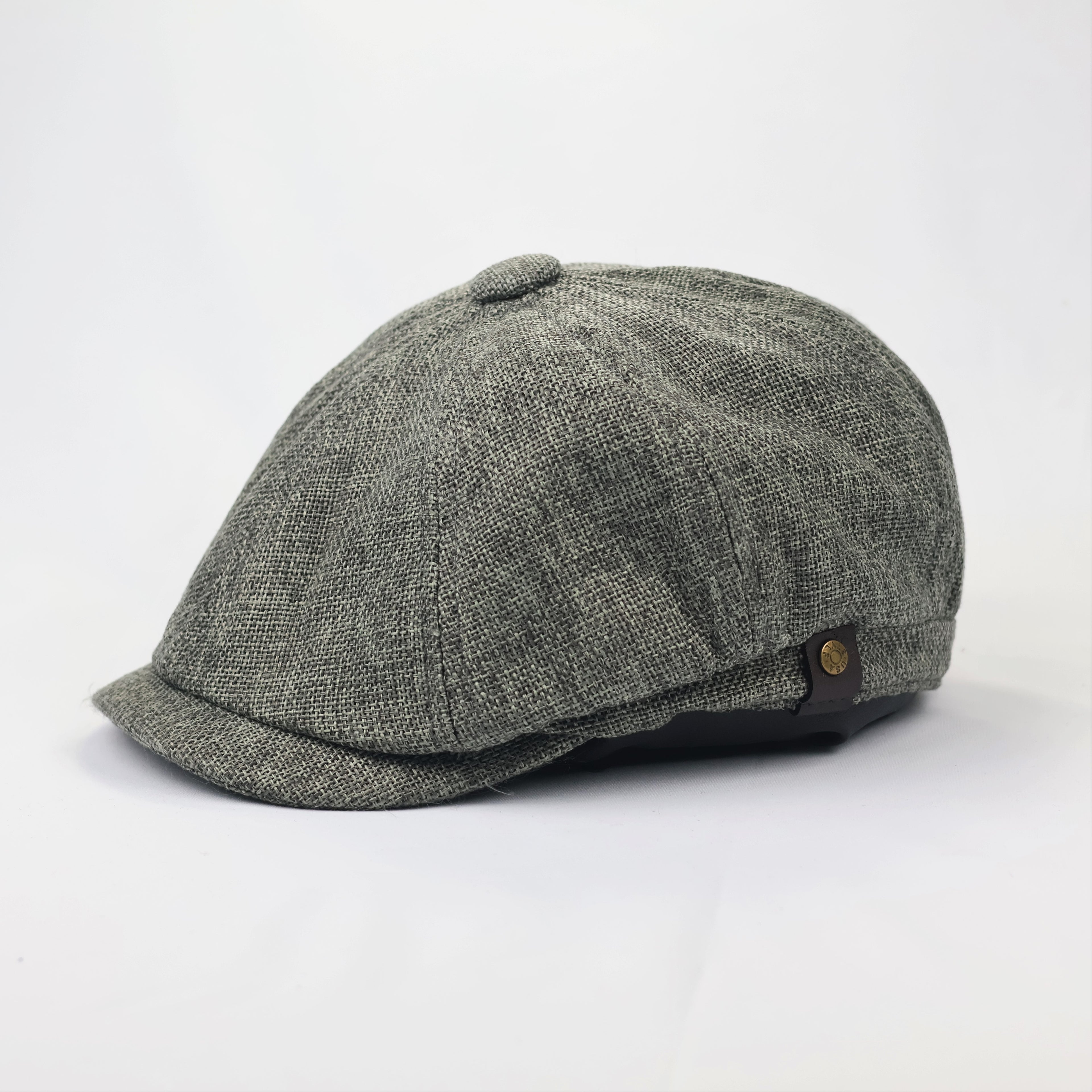 Grey Textured Newsboy Cap - Vintage Style 8-Panel Baker Boy Hat