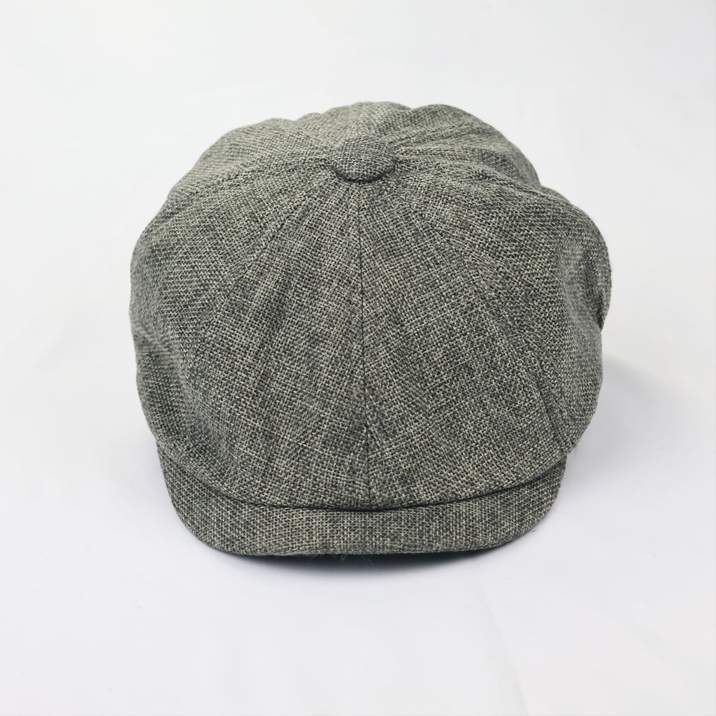 Grey Textured Newsboy Cap - Vintage Style 8-Panel Baker Boy Hat