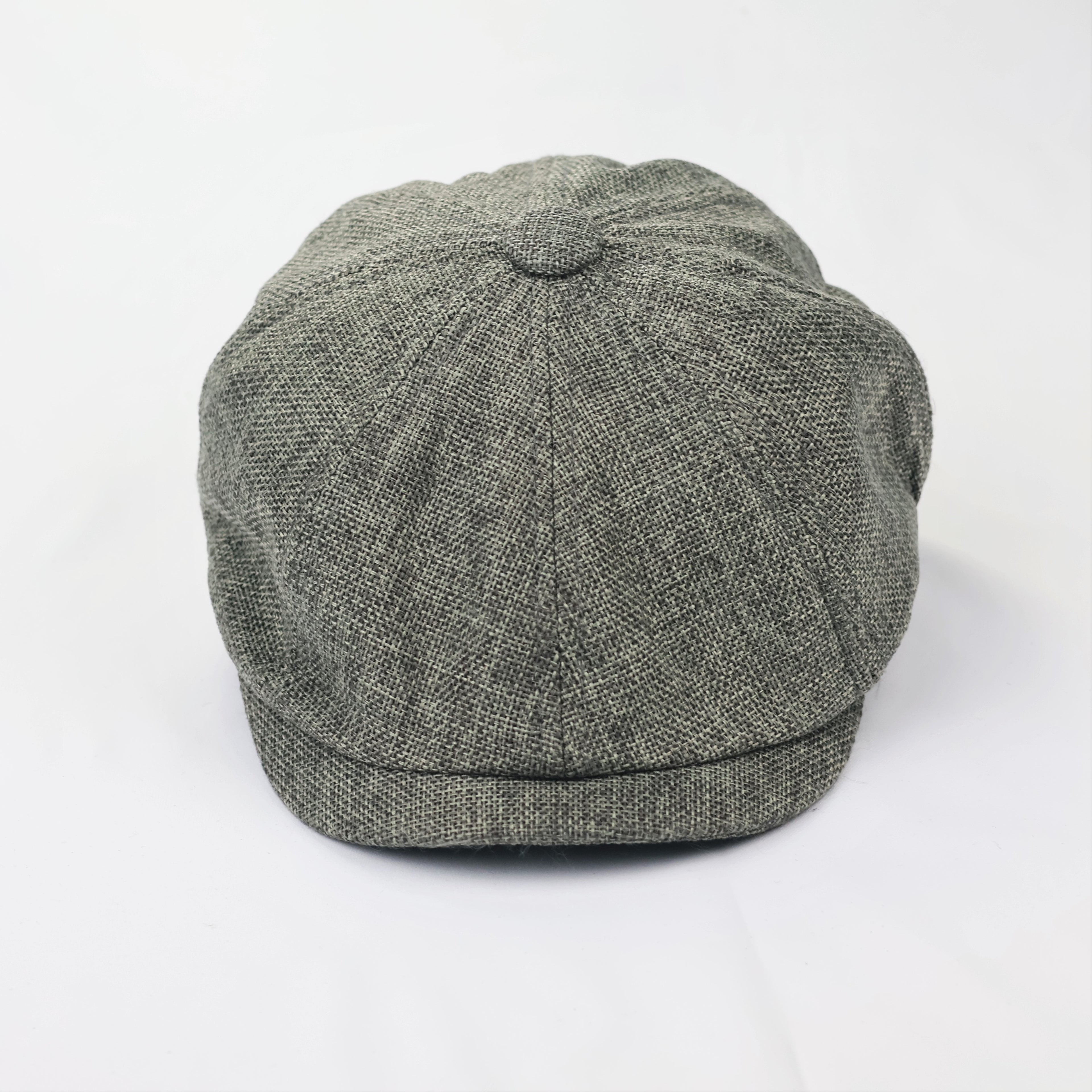 Grey Textured Newsboy Cap - Vintage Style 8-Panel Baker Boy Hat