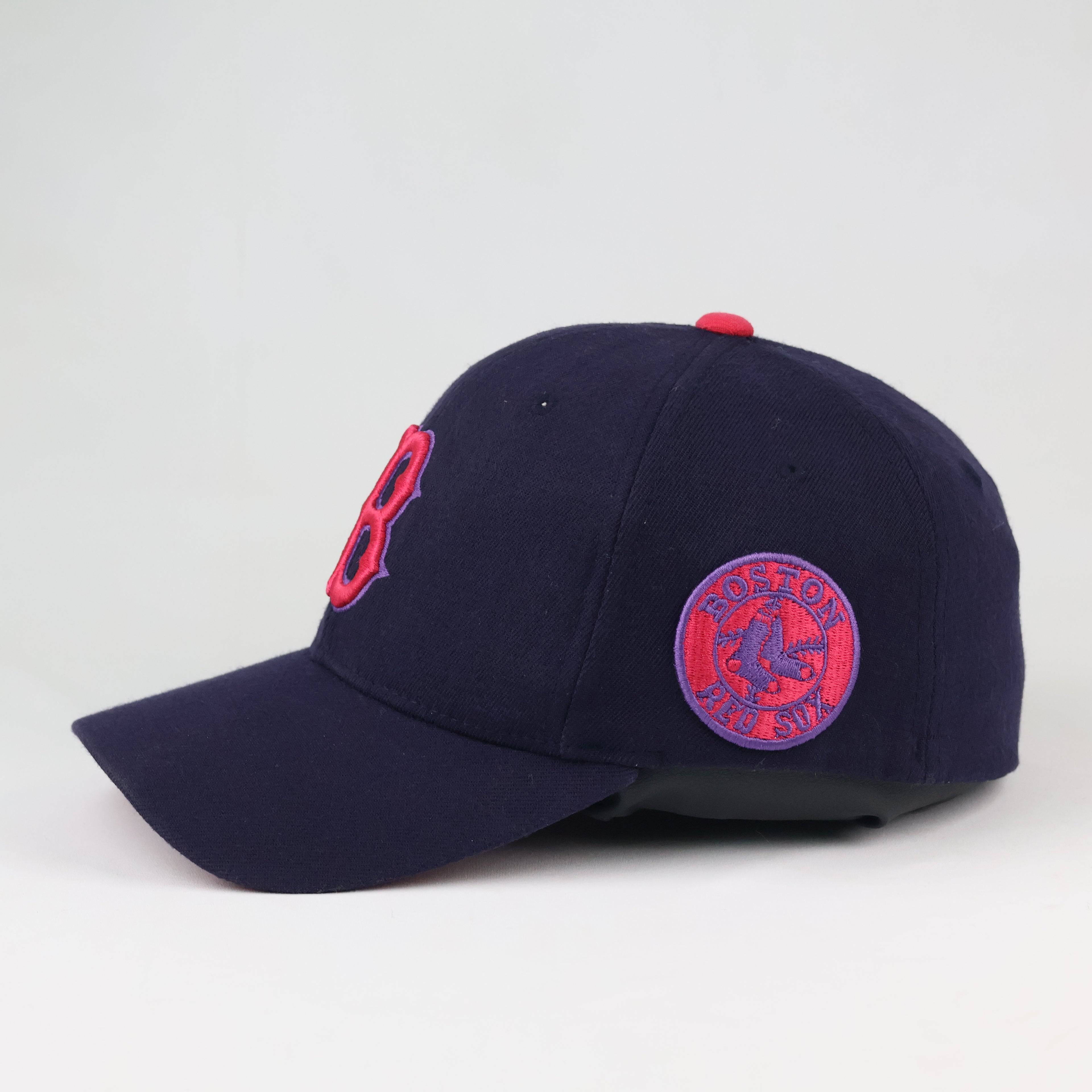 Vintage Boston Red Sox Baseball Cap - MLB Navy/Pink Fitted Thrifted  Hat