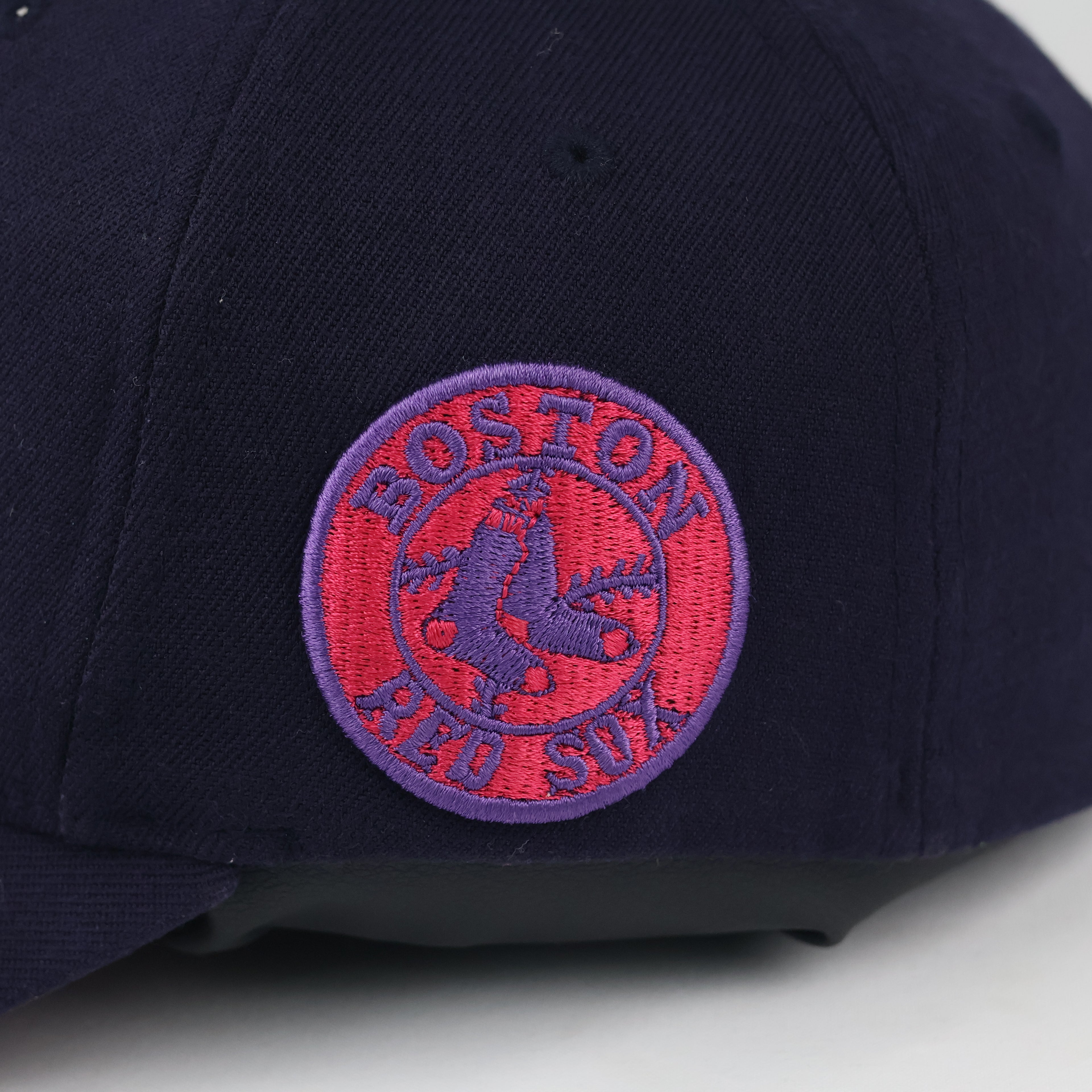 Vintage Boston Red Sox Baseball Cap - MLB Navy/Pink Fitted Thrifted  Hat