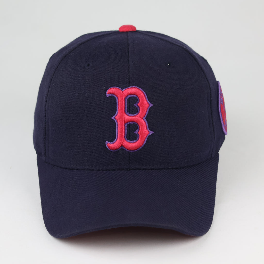 Vintage Boston Red Sox Baseball Cap - MLB Navy/Pink Fitted Thrifted  Hat