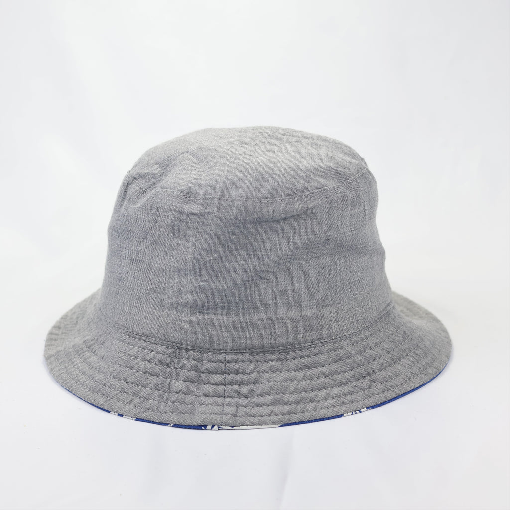 Reversible Blue Marijuana Leaf Bucket Hat - 2-in-1 Summer Festival Sun Hat