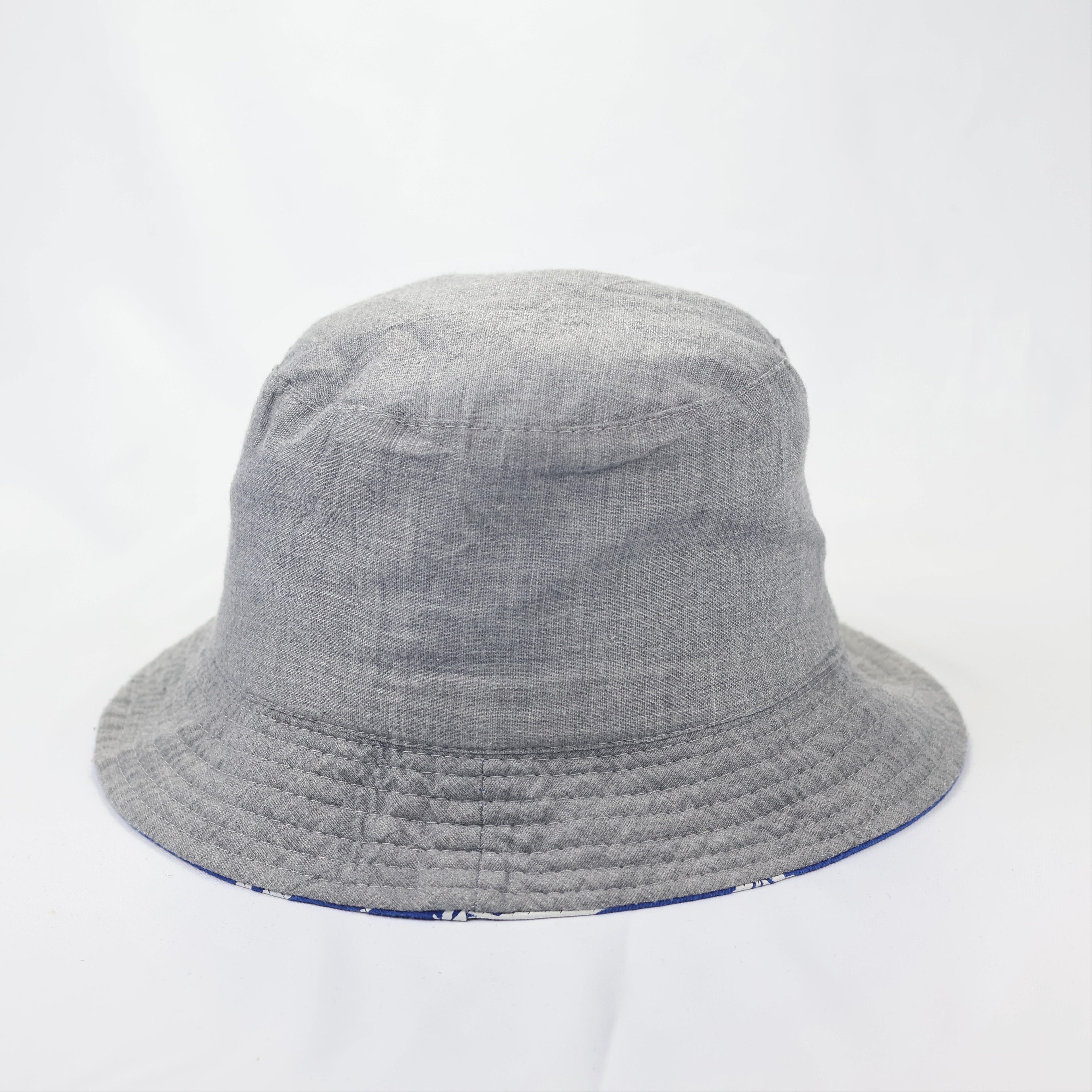Reversible Blue Marijuana Leaf Bucket Hat - 2-in-1 Summer Festival Sun Hat
