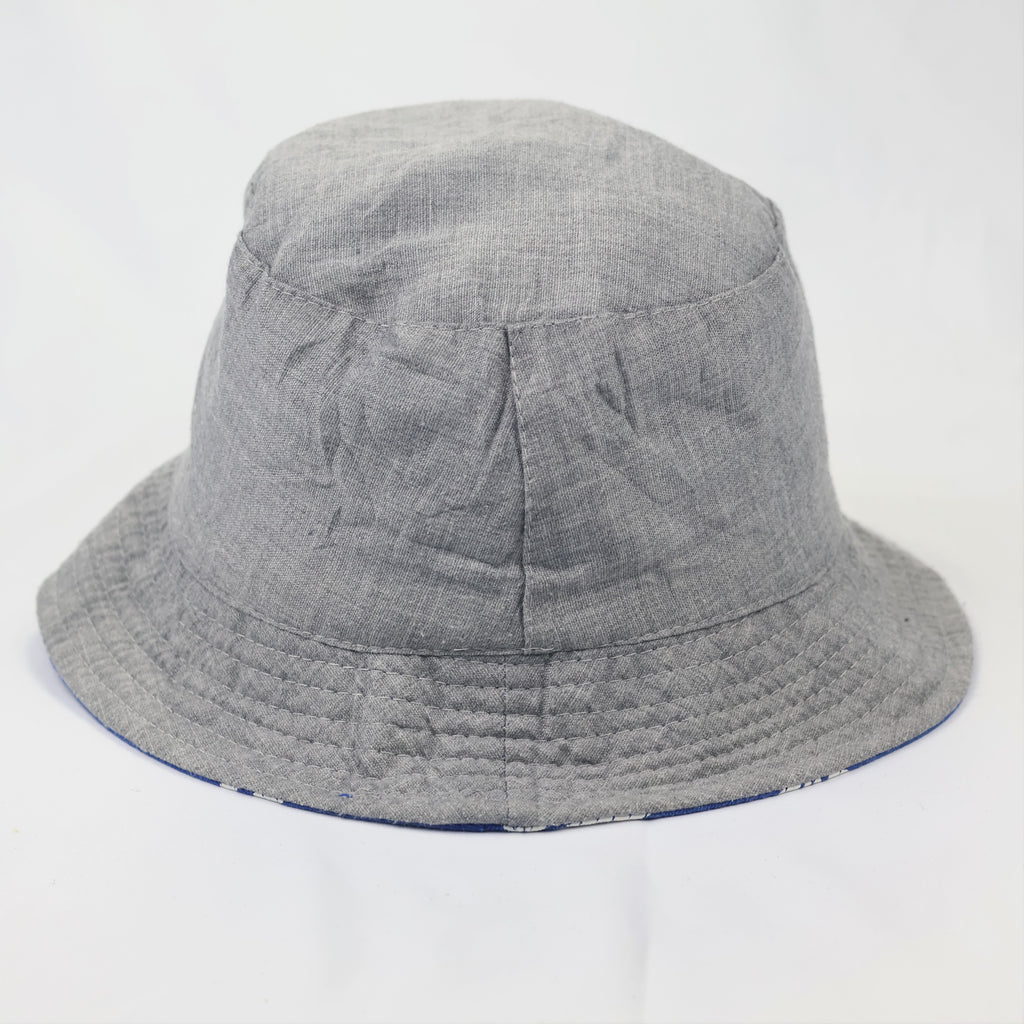Reversible Blue Marijuana Leaf Bucket Hat - 2-in-1 Summer Festival Sun Hat