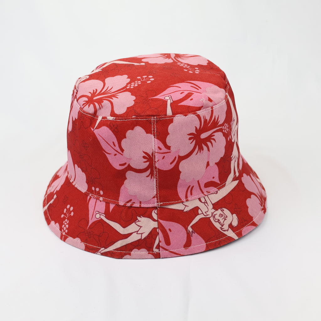 Official Disney Parks Tinker Bell Thrifted Waterproof Bucket Hat – Red Hibiscus Floral Cap