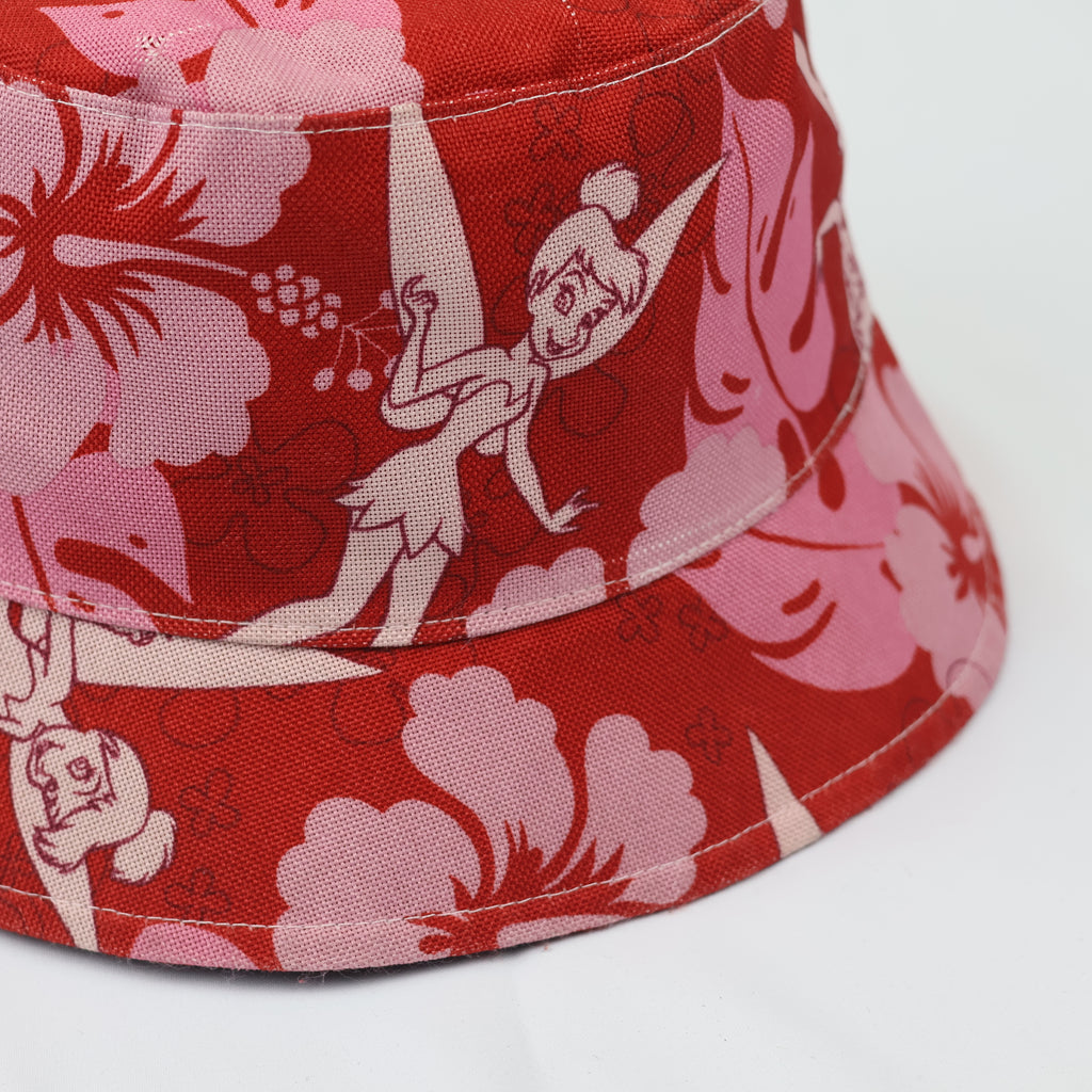 Official Disney Parks Tinker Bell Thrifted Waterproof Bucket Hat – Red Hibiscus Floral Cap