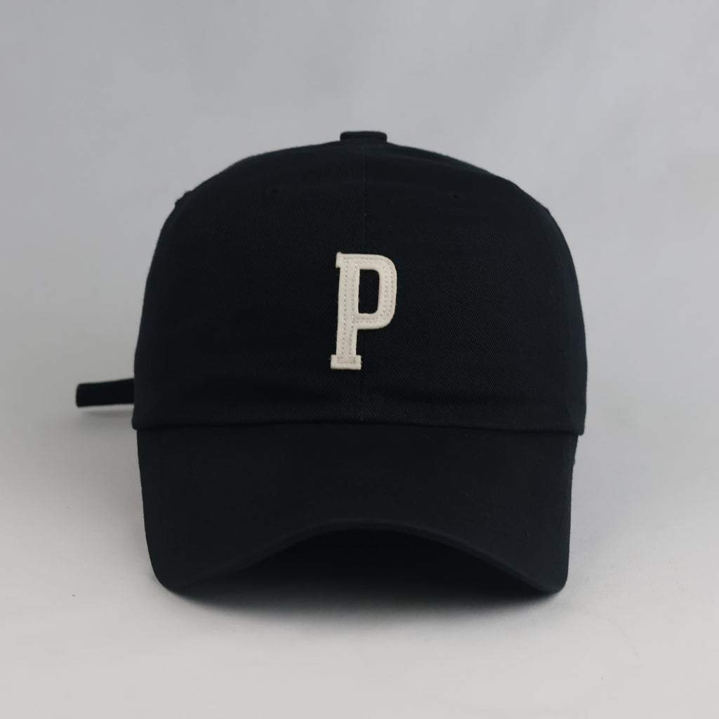 Thrifted Black Vintage Collegiate Letter "P" Baseball Cap | 10768