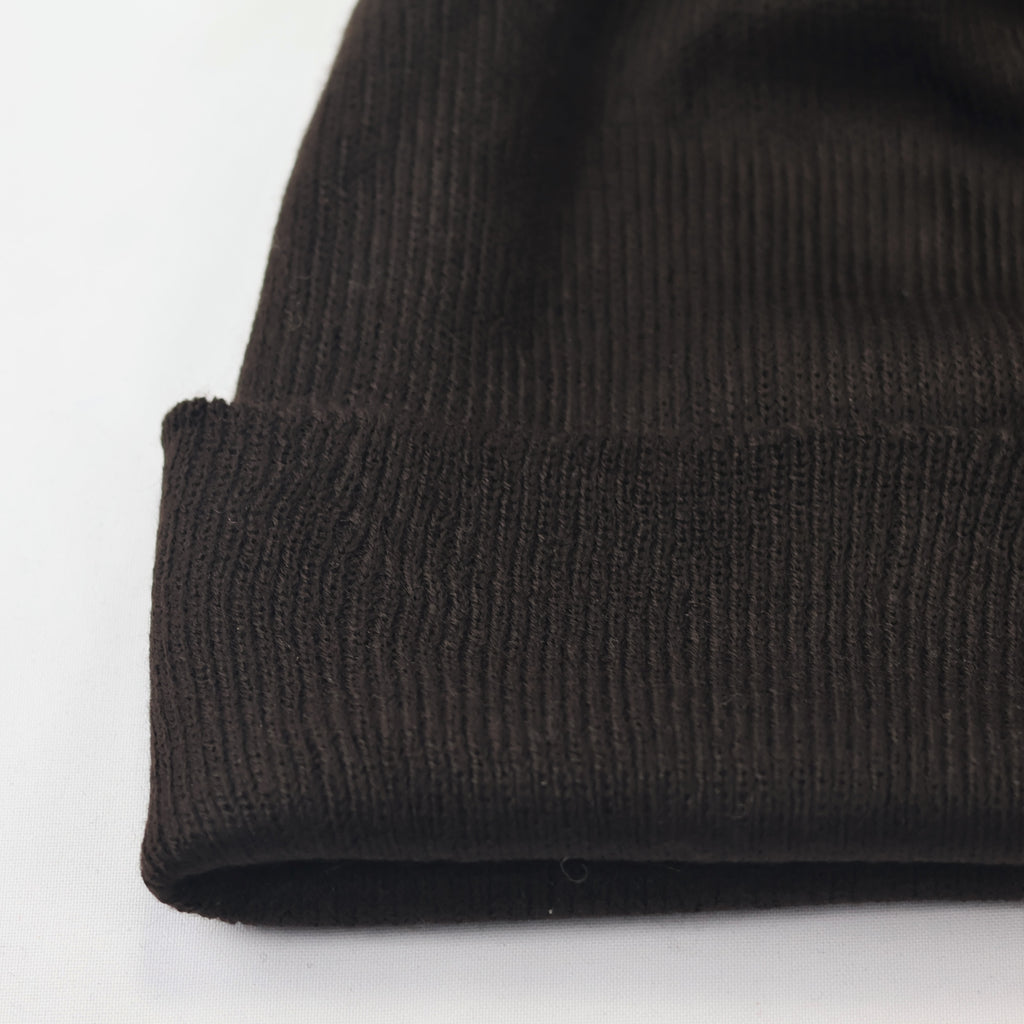 Chocolate Brown Ribbed Knit Thrifted Beanie - Adult Unisex Earth Tone Hat
