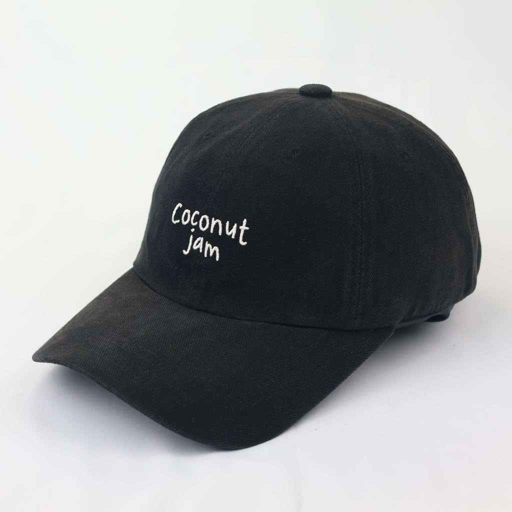 Coconut Jam Embroidered Dad Hat - Vintage Black Cotton Baseball Cap