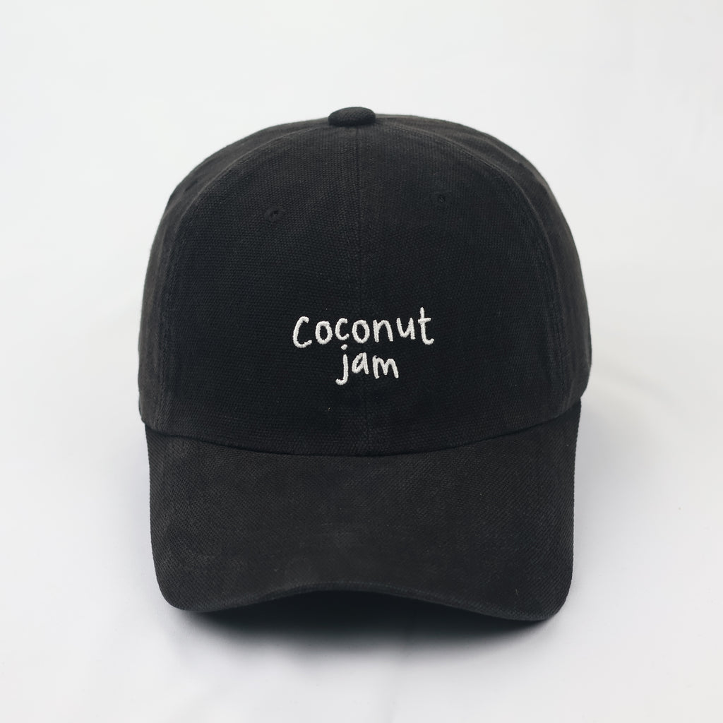 Coconut Jam Embroidered Dad Hat - Vintage Black Cotton Baseball Cap