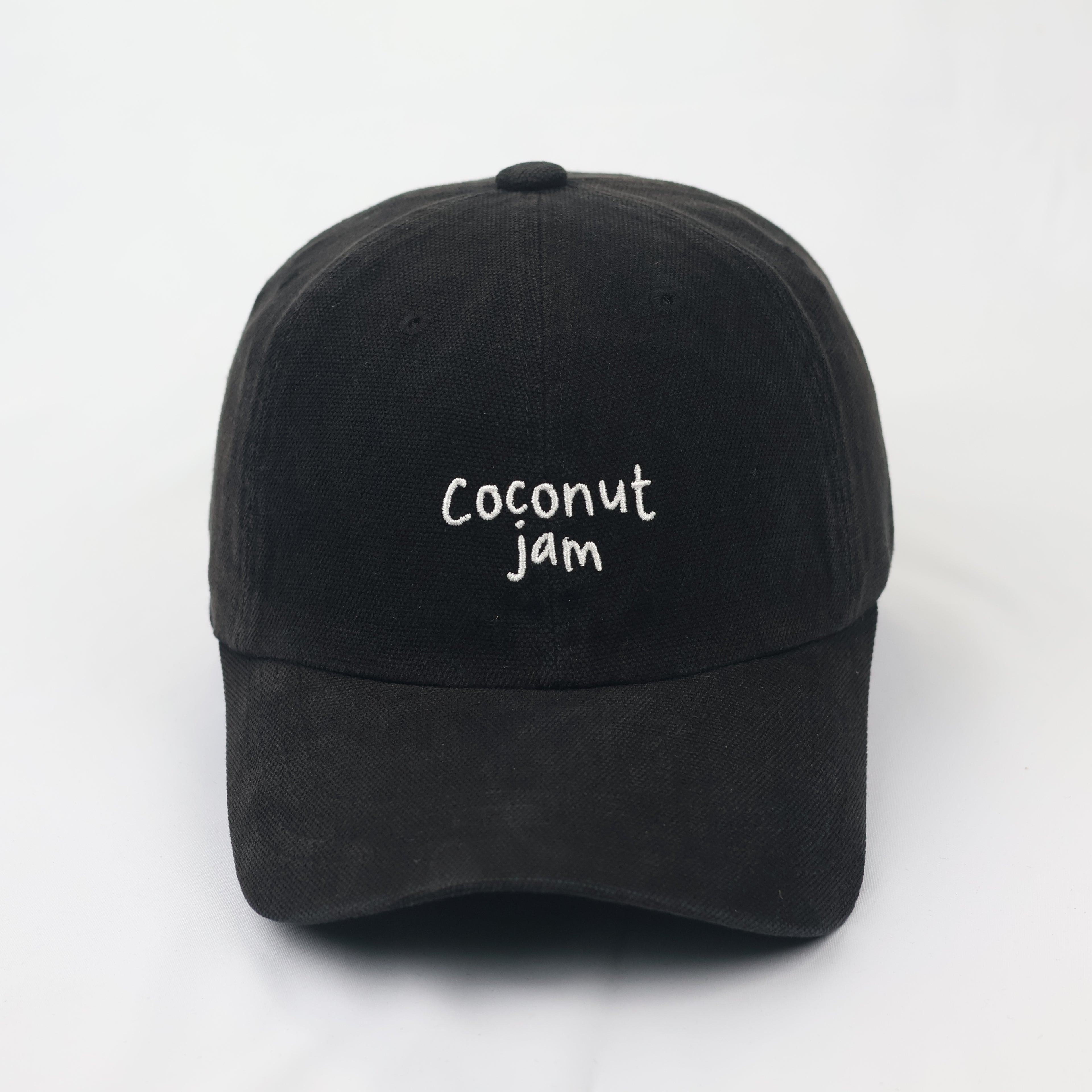 Coconut Jam Embroidered Dad Hat - Vintage Black Cotton Baseball Cap