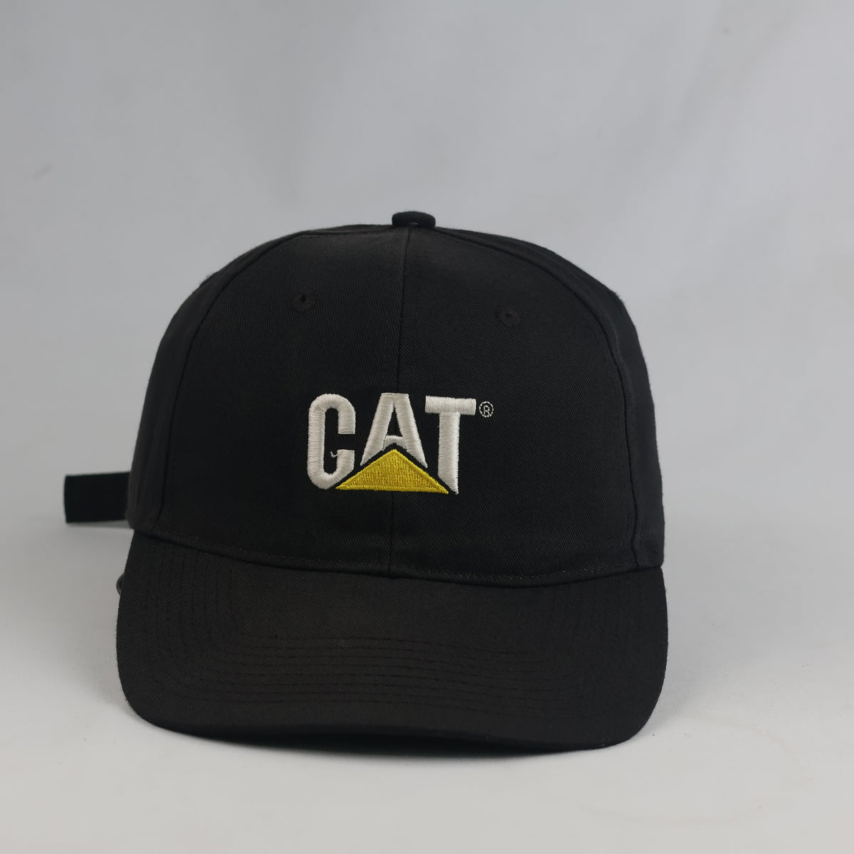 Thrifted CAT Caterpillar Black Industrial Strapback Dad Hat | 10766