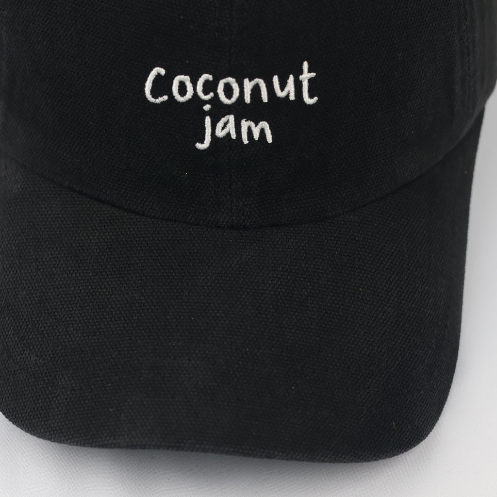 Coconut Jam Embroidered Dad Hat - Vintage Black Cotton Baseball Cap