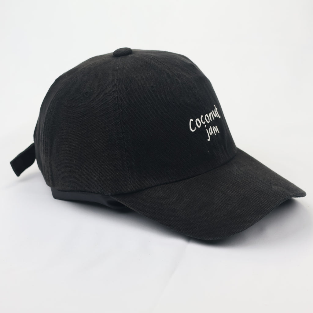 Coconut Jam Embroidered Dad Hat - Vintage Black Cotton Baseball Cap