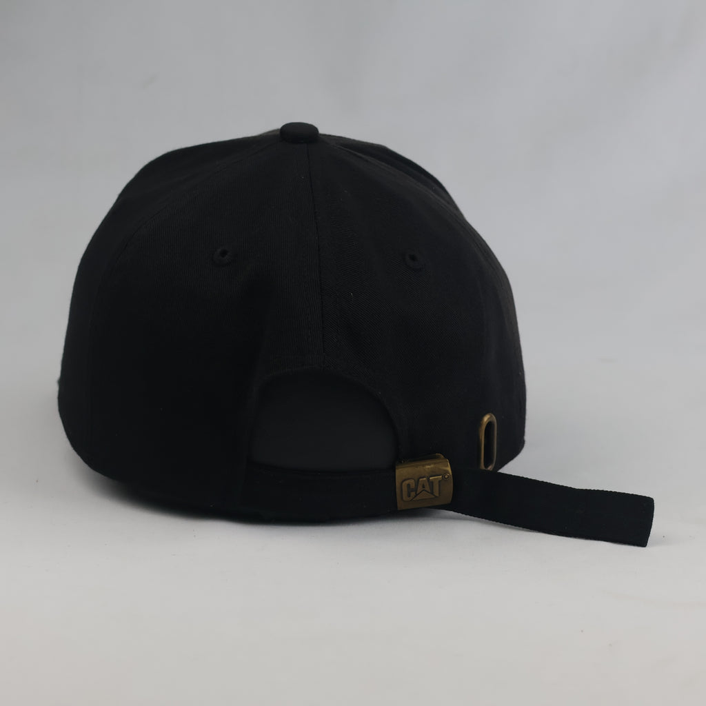 Thrifted CAT Caterpillar Black Industrial Strapback Dad Hat | 10766