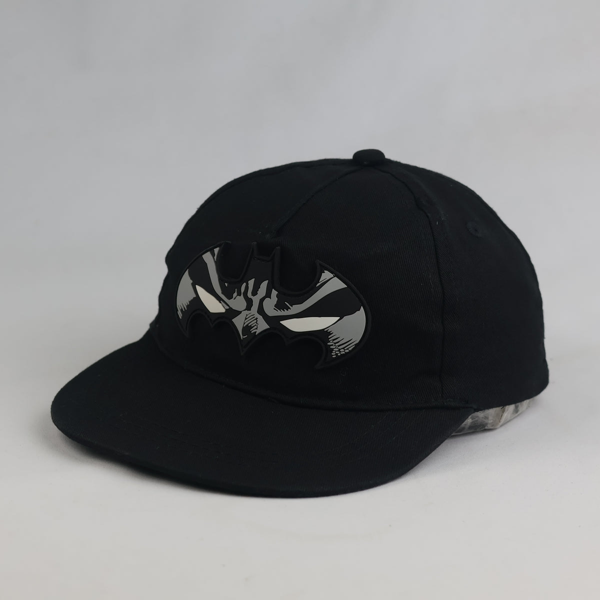 Thrifted Sinsay Batman Logo Black Flat Brim Snapback Hat | 10765