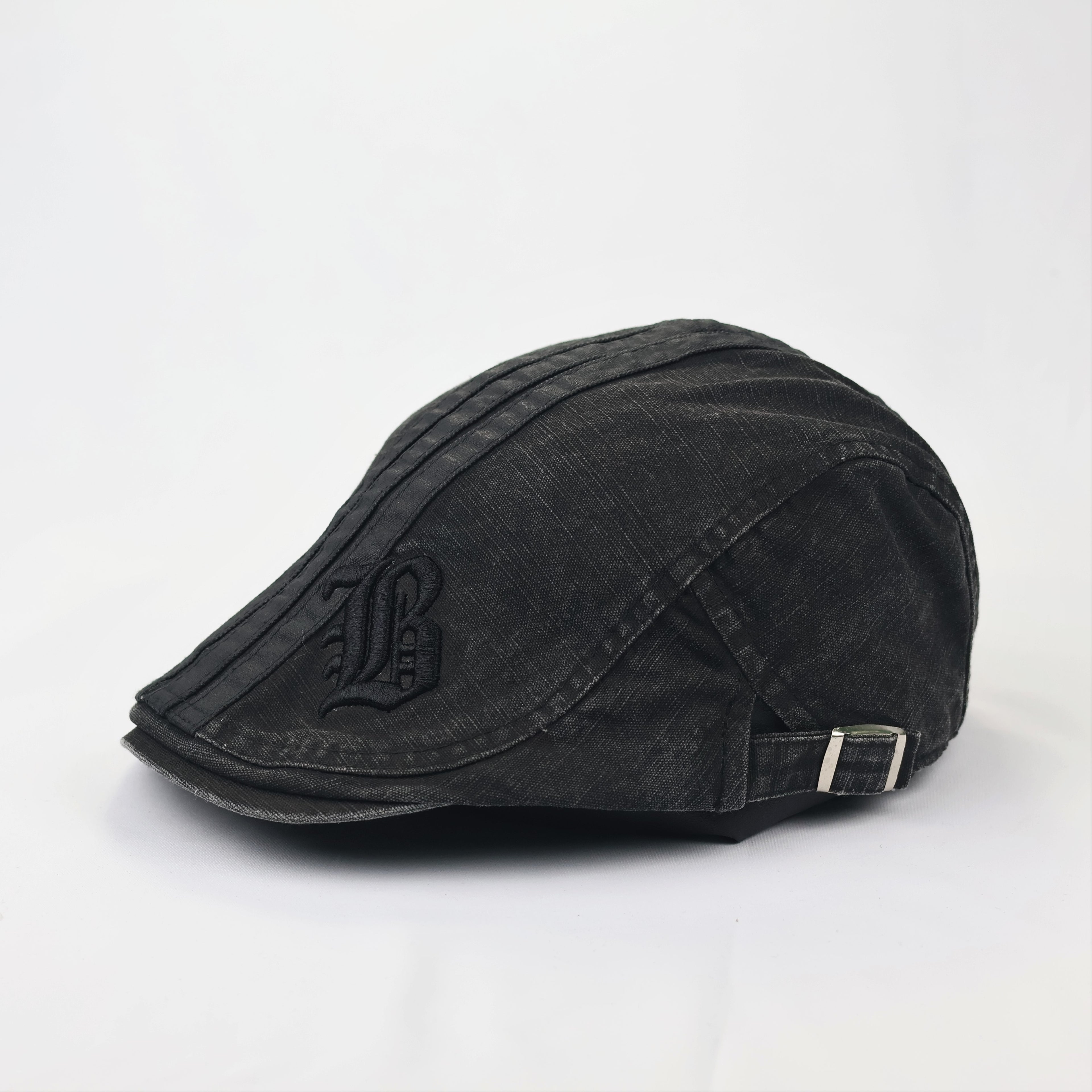 Men’s Black Distressed Newsboy Hat - 100% Cotton
