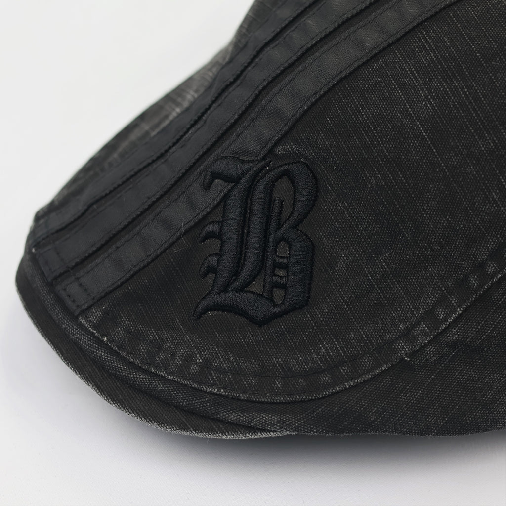 Men’s Black Distressed Newsboy Hat - 100% Cotton
