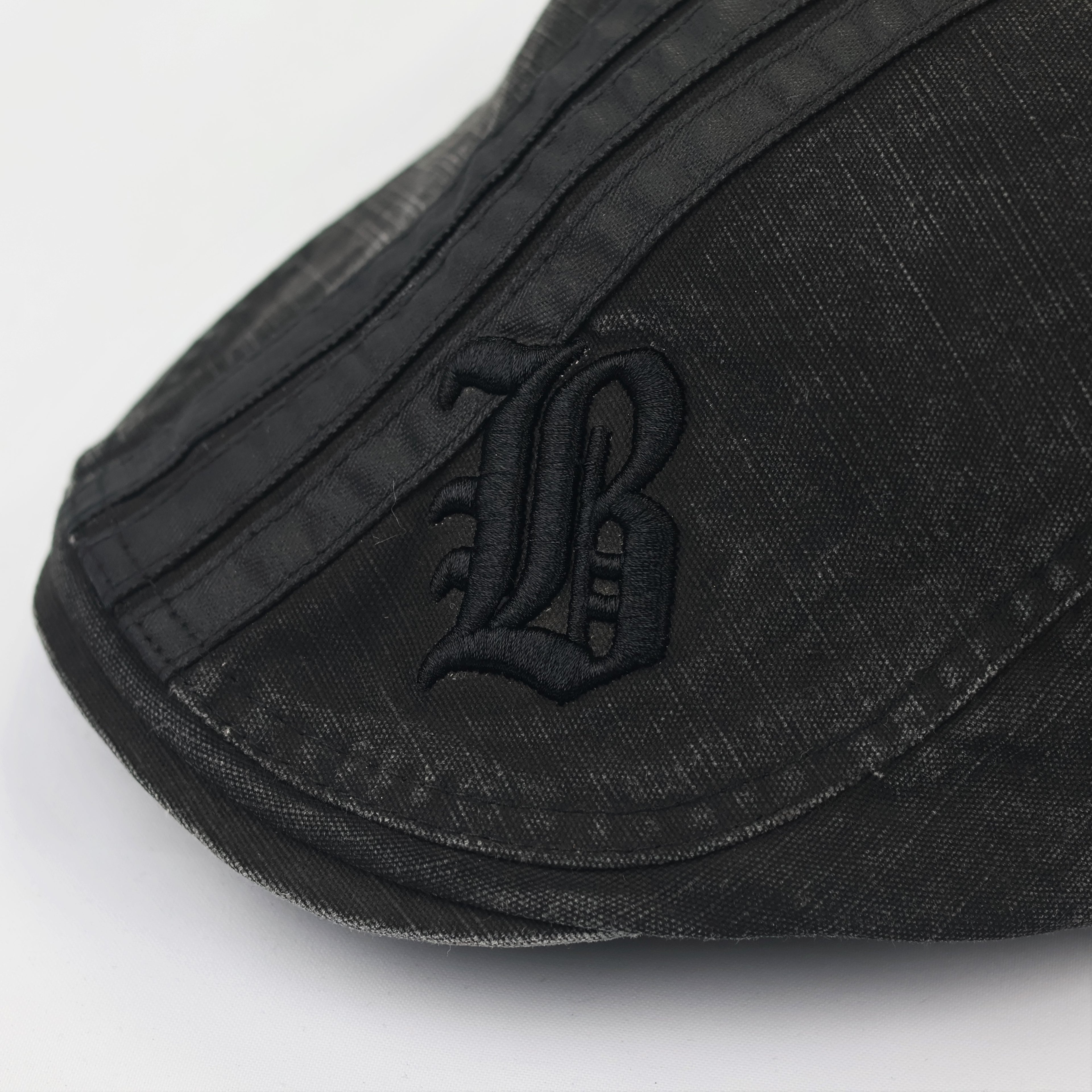 Men’s Black Distressed Newsboy Hat - 100% Cotton