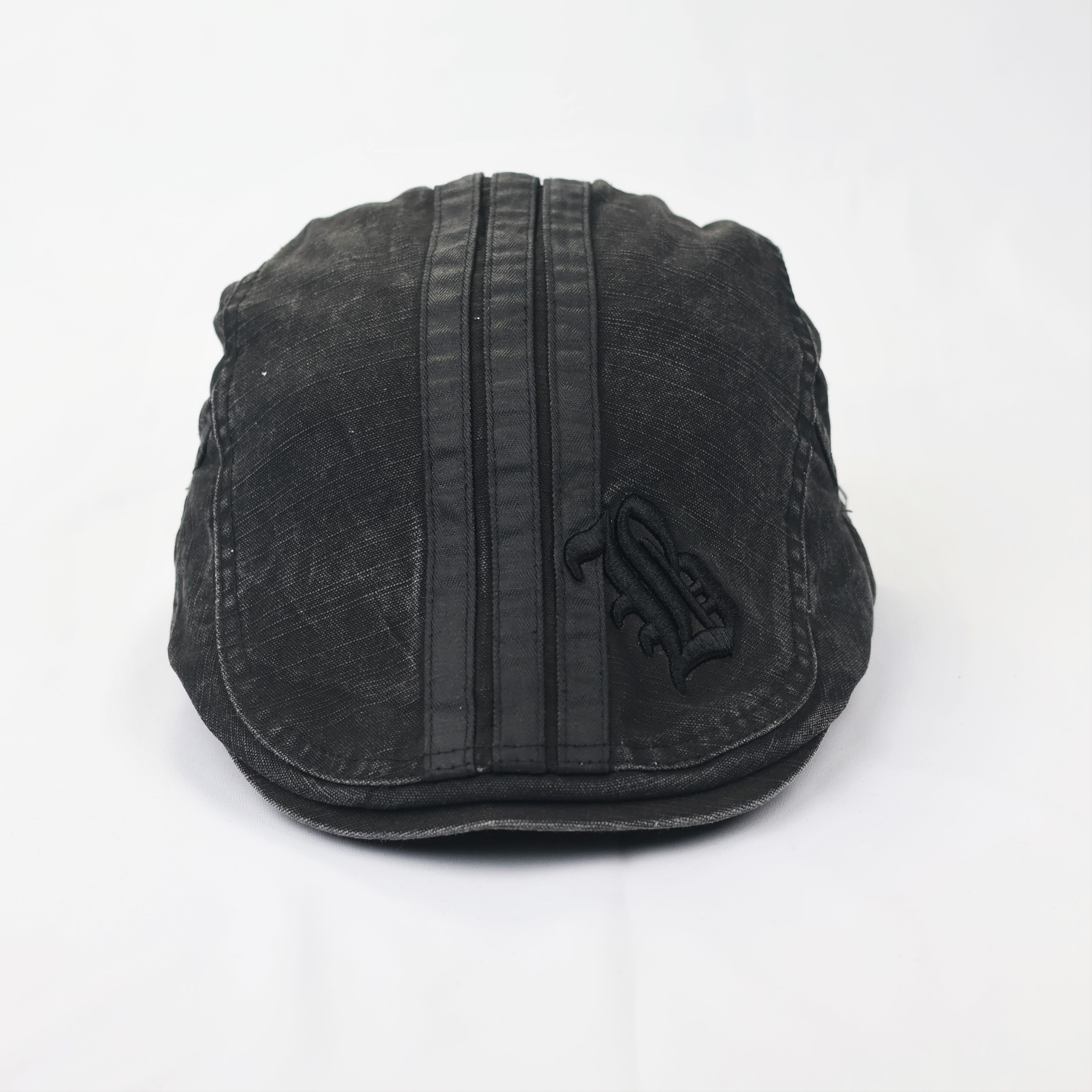 Men’s Black Distressed Newsboy Hat - 100% Cotton