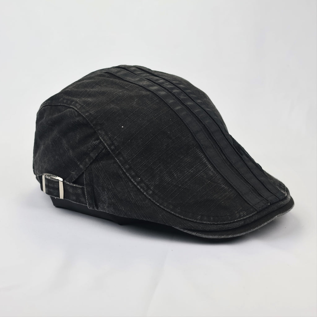 Men’s Black Distressed Newsboy Hat - 100% Cotton