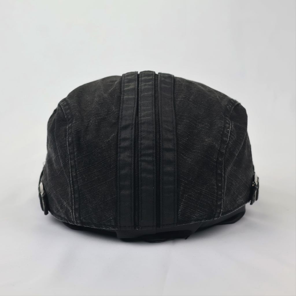 Men’s Black Distressed Newsboy Hat - 100% Cotton