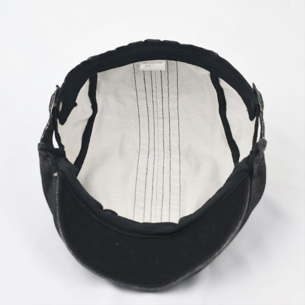 Men’s Black Distressed Newsboy Hat - 100% Cotton