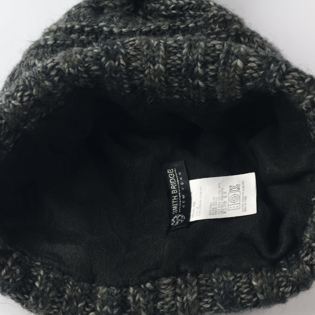 Smith Bridge New York (Korean Import) | Luxury Wool Pom Pom Beanie | Charcoal Grey