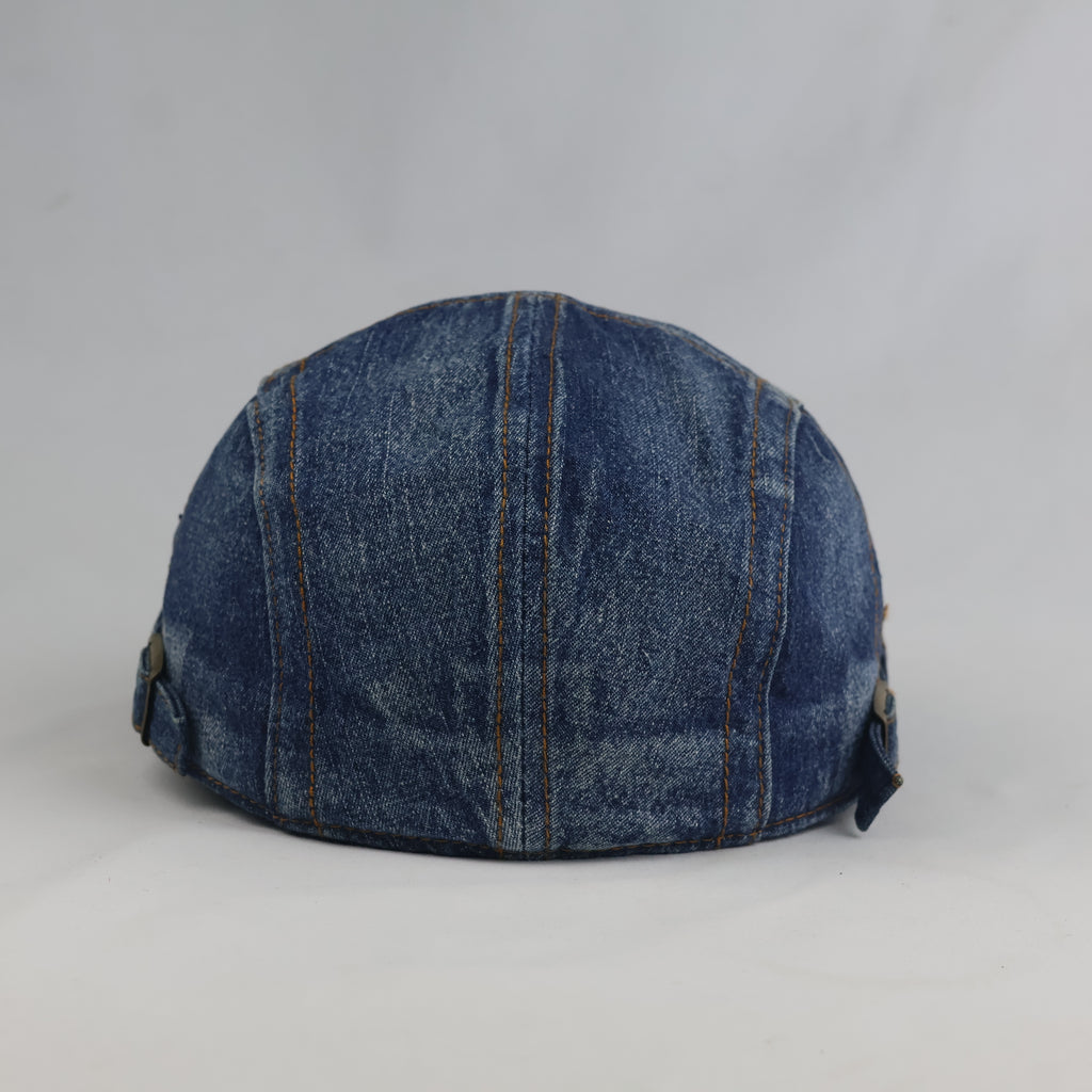 Thrifted Classic Blue Denim Cabbie Newsboy Cap – 57-58cm | 10651