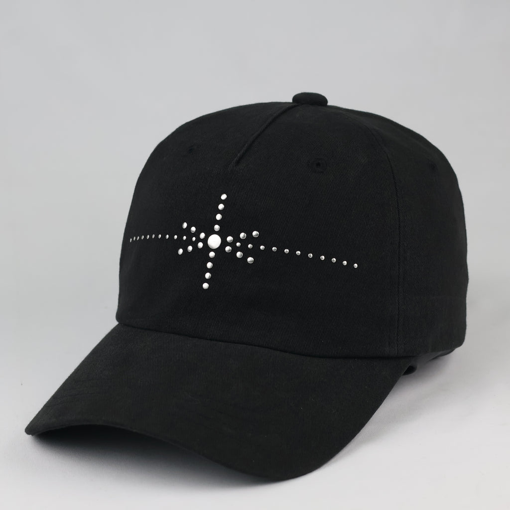 Vintage Style Black Studded Baseball Cap - Y2K Rhinestone Star Hat