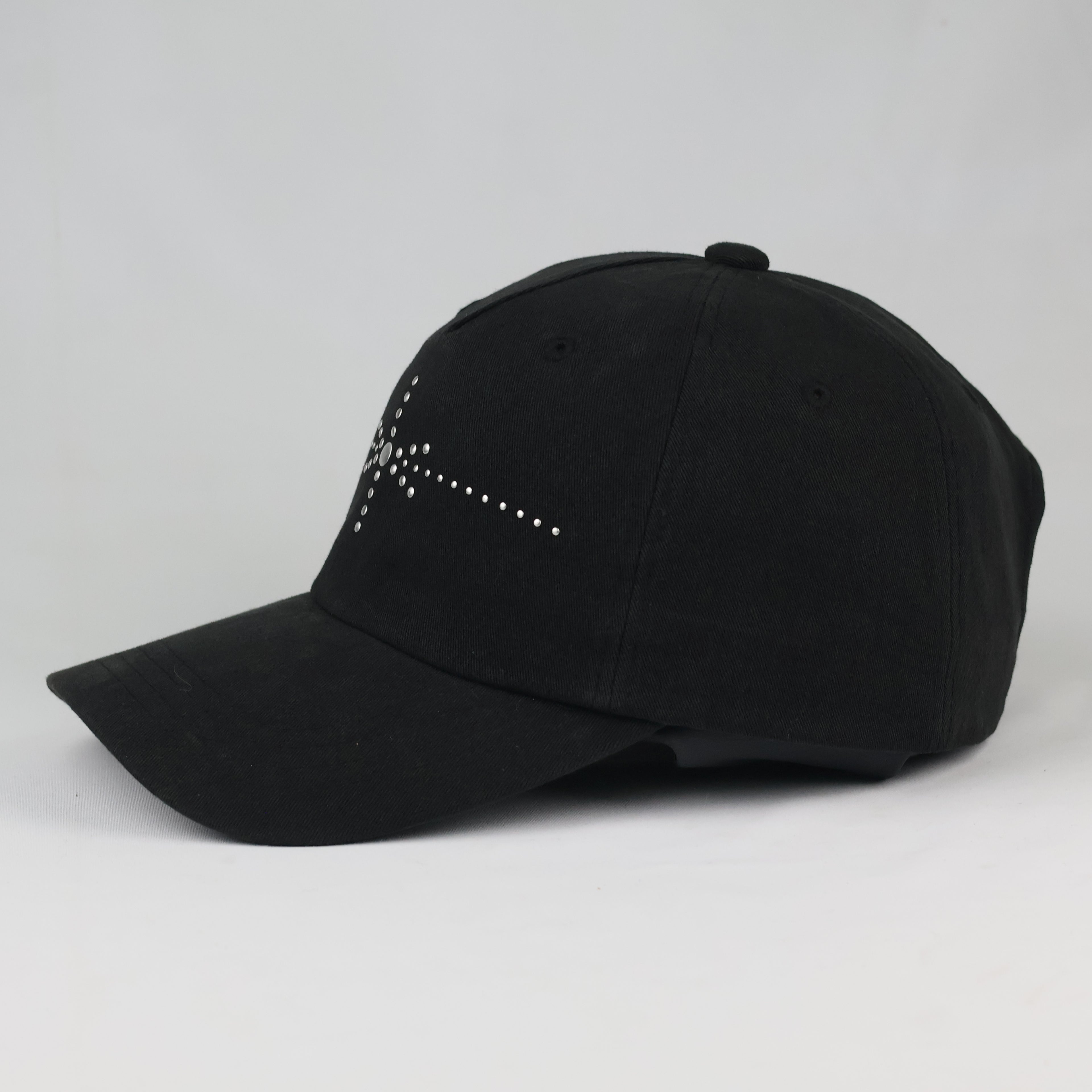 Vintage Style Black Studded Baseball Cap - Y2K Rhinestone Star Hat