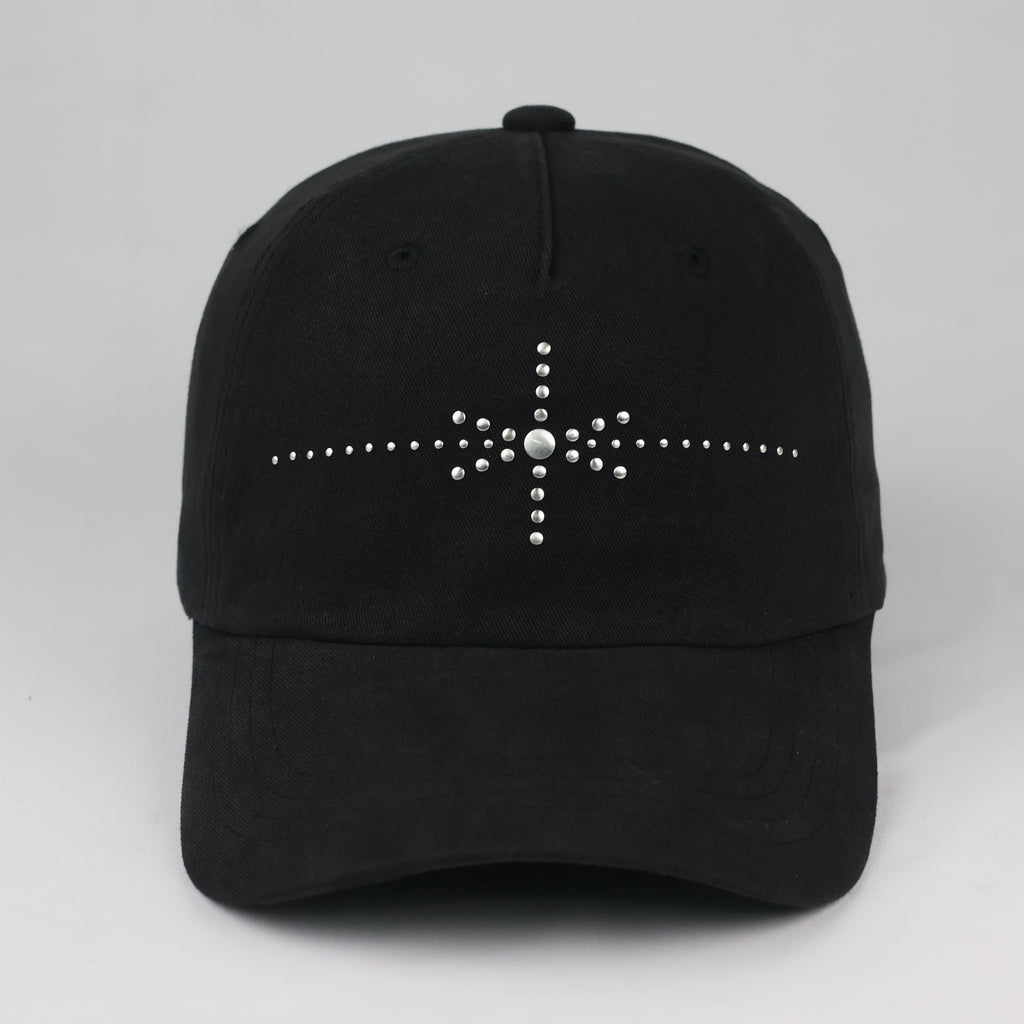 Vintage Style Black Studded Baseball Cap - Y2K Rhinestone Star Hat