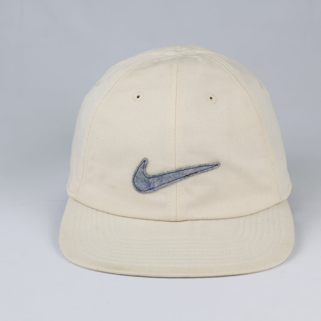 Nike Cream Baseball Cap - Retro Swoosh Logo Y2K Cord Strapback Hat